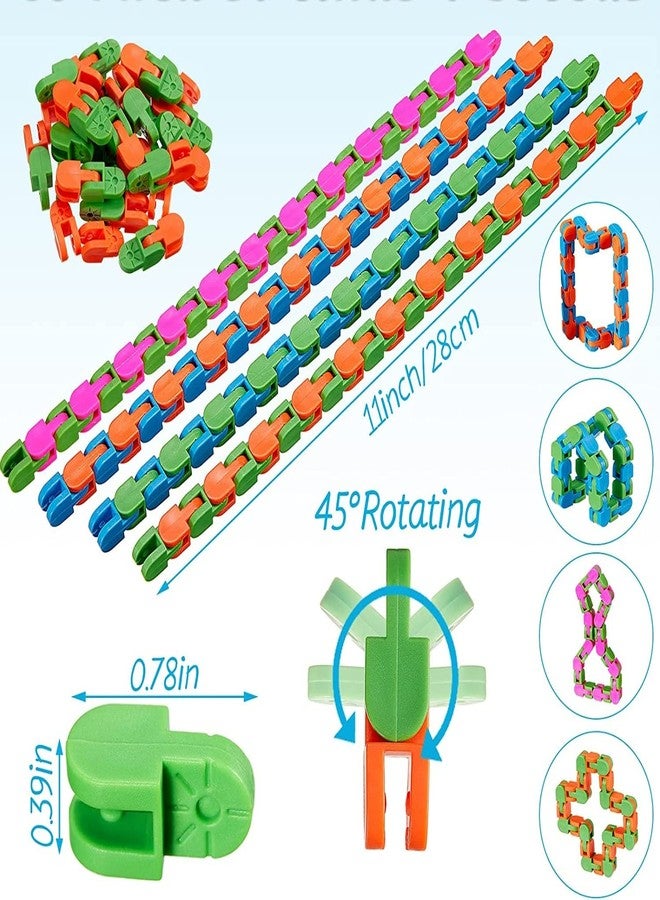 PULSBERY ألعاب بولسبري واكي تراكس سناب آند كليك للأطفال الحسيين - ألغاز الثعبان للأطفال، وصلات (عبوة من 3 قطع) - Image 4